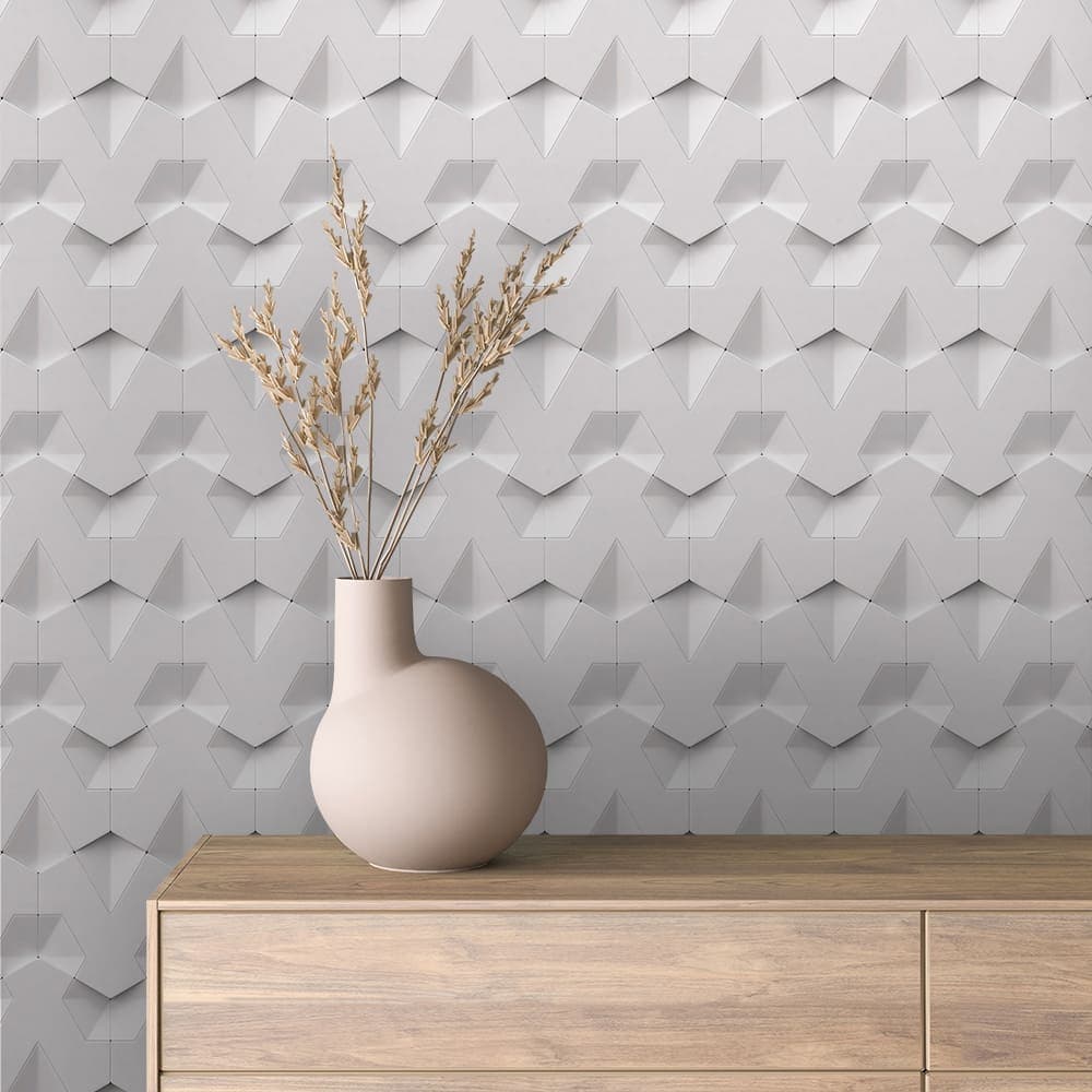 White Hexagonal Outline 3D Wallpaper - 3D 0056