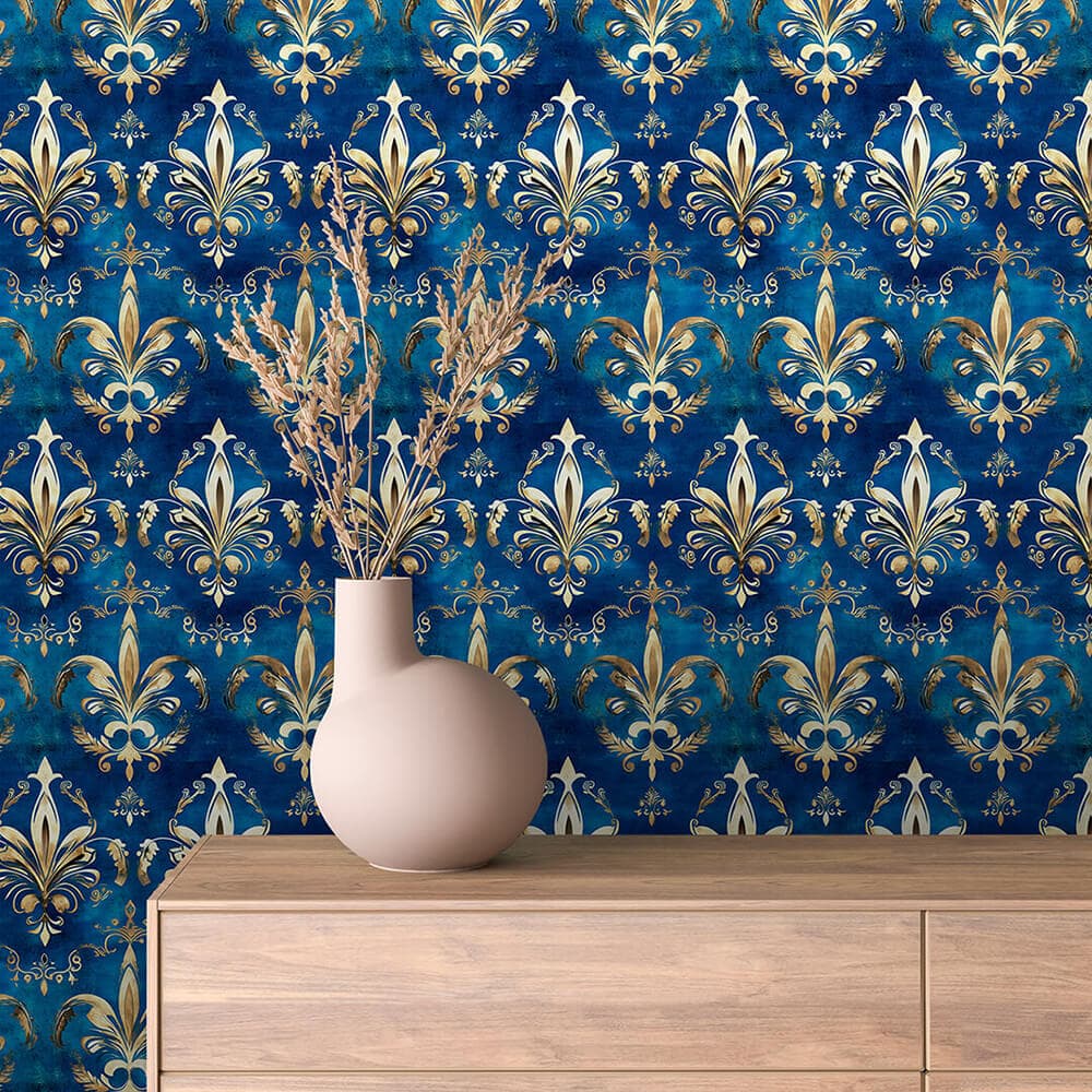 Ivory and Charcoal Ornamental Damask Wallpaper - ARABESQUE 0011