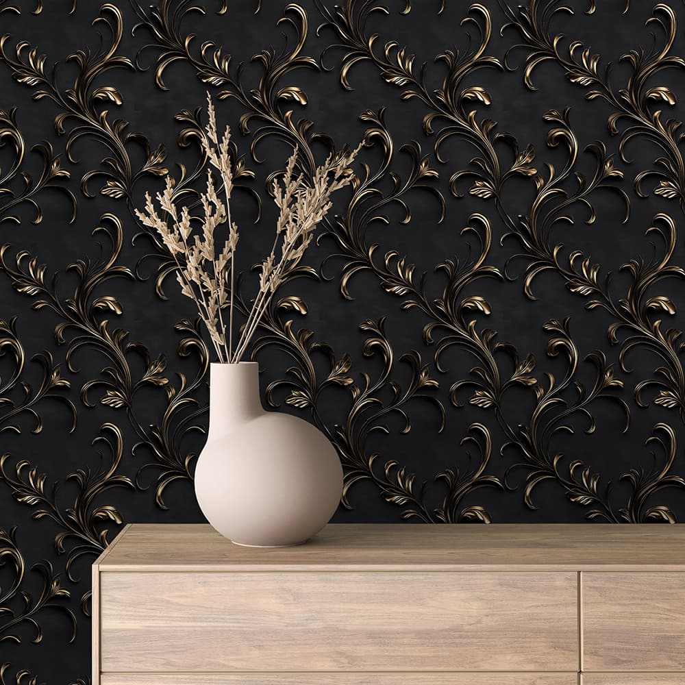 Royal Purple Embossed Damask Wallpaper - ARABESQUE 0035