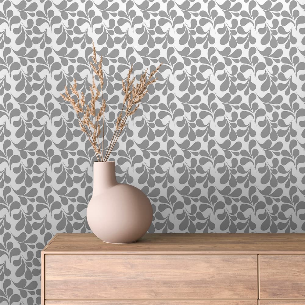 Silver Petal Drop Floral Wallpaper – FLORAL 0005