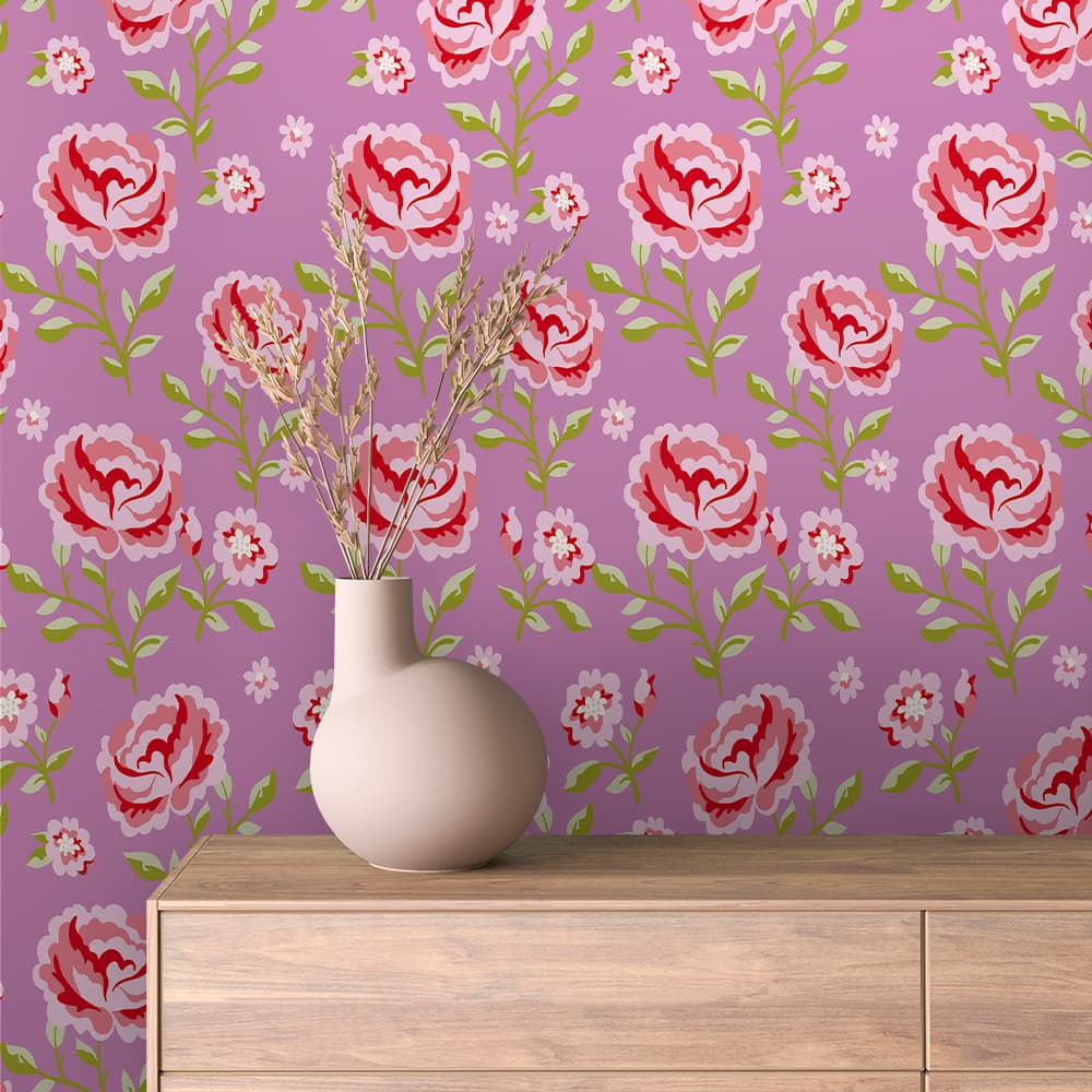 Lilac Rose Garden Floral Wallpaper – FLORAL 0017