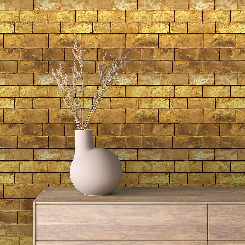 Sunlit Gold Brick wallpaper GOLDEN 0004 – room view