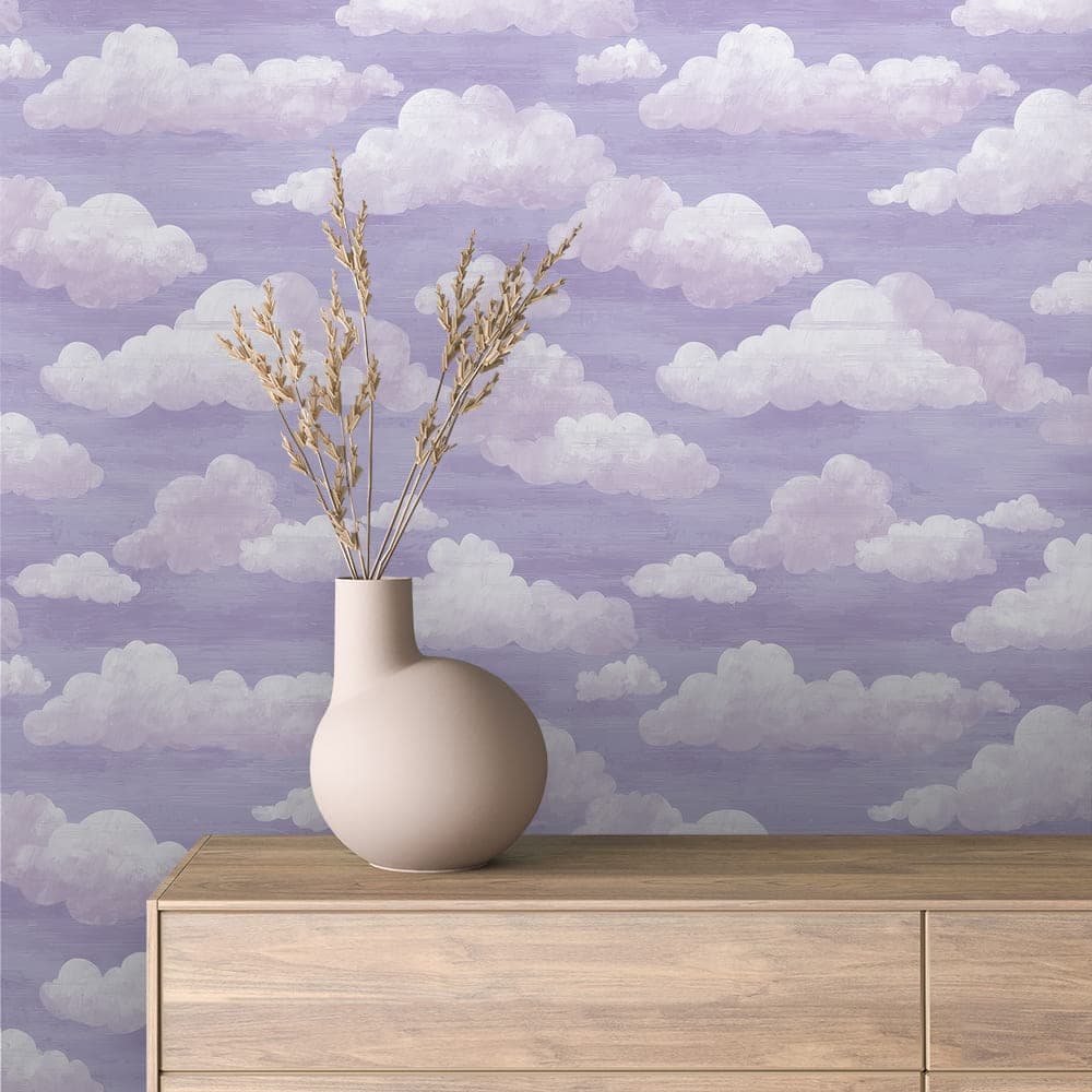 Lavender Dream Clouds Kids Wallpaper - INFANTILE 1380