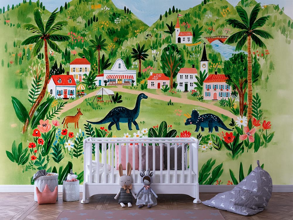 Dinosaur Village Kids Wallpaper Mural - INFANTILE 1393