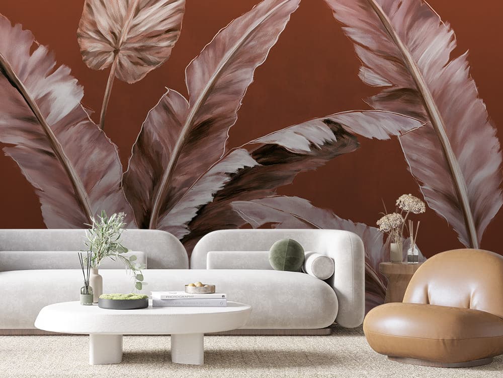 Rosewood Banana Leaf Botanical wallpaper LEAVES 0152 – room view