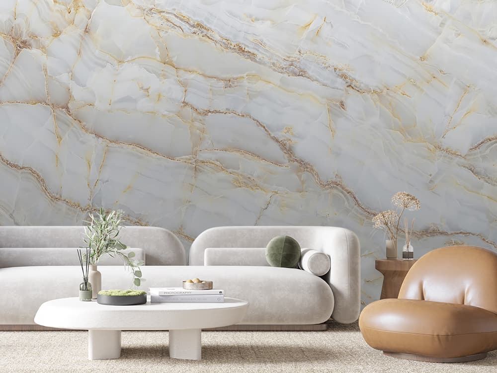 Ivory Onyx Gold Thread Marble wallpaper MARBLE 0019 – room view