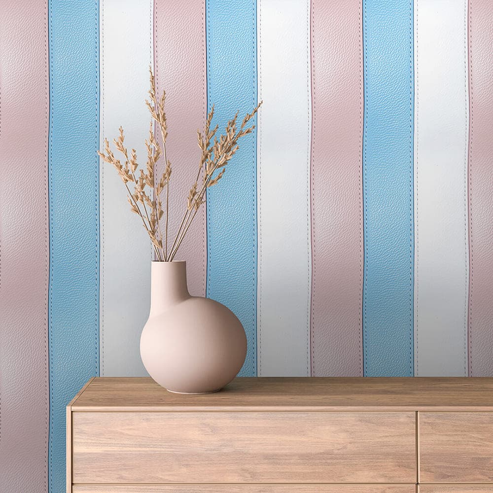 Pastel Leather Stitch Stripe wallpaper STRIPED 0019 – room view