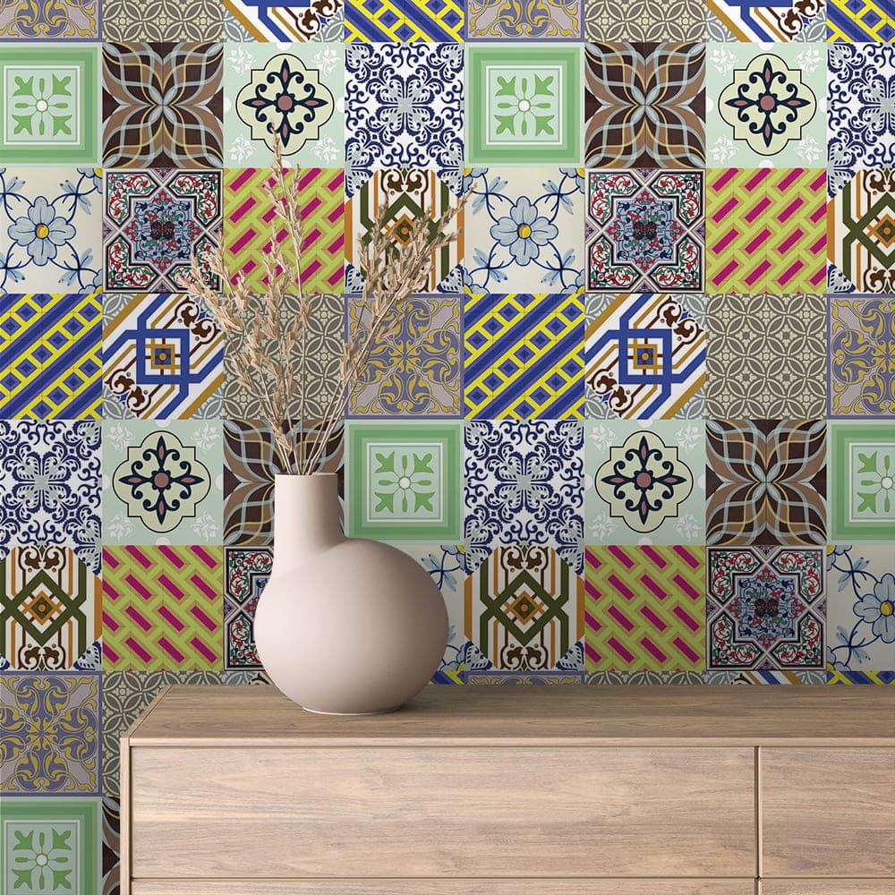 Retro Brights Patchwork Tile wallpaper TILE 0009 – room view