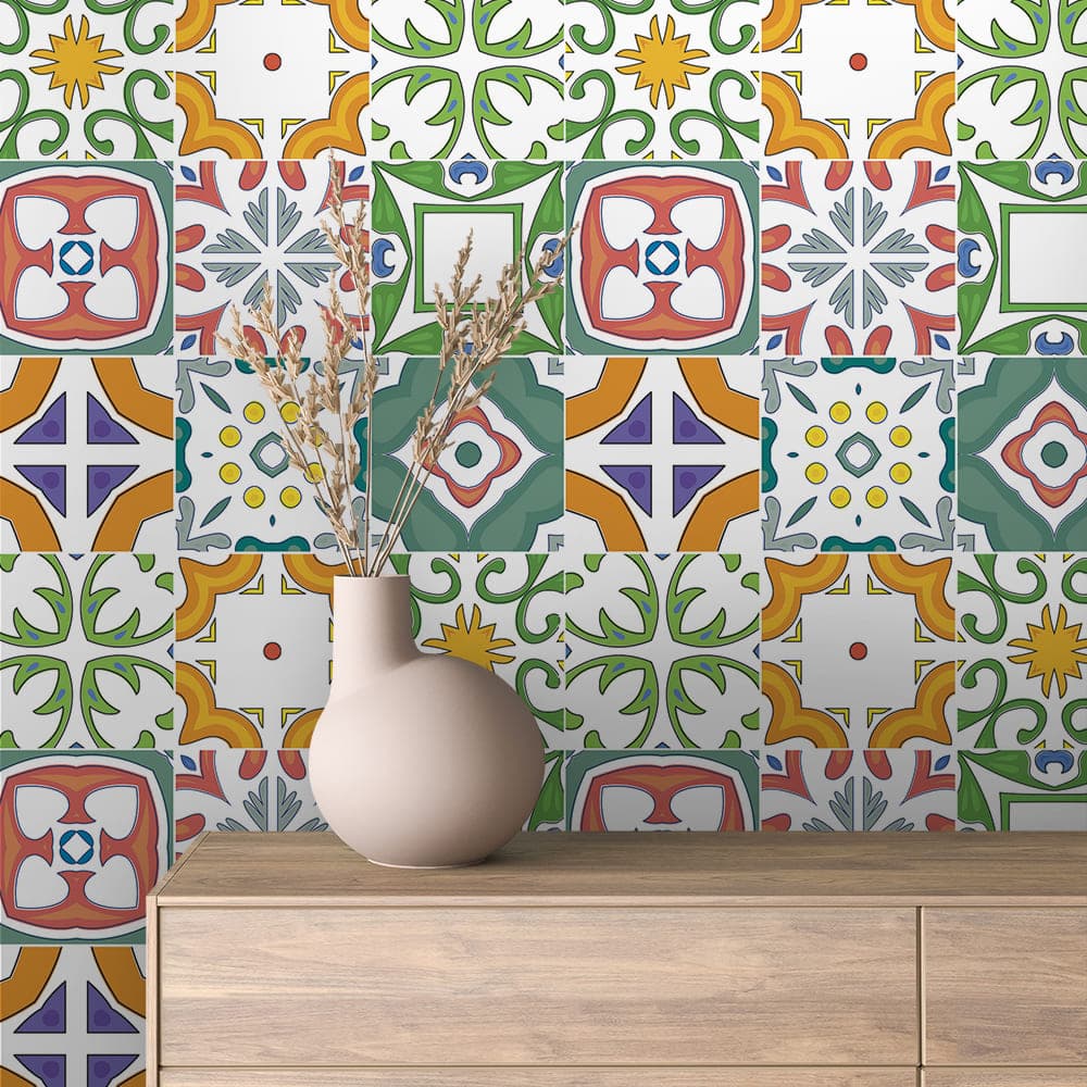 Fiesta Coral Green Tile wallpaper TILE 0015 – room view
