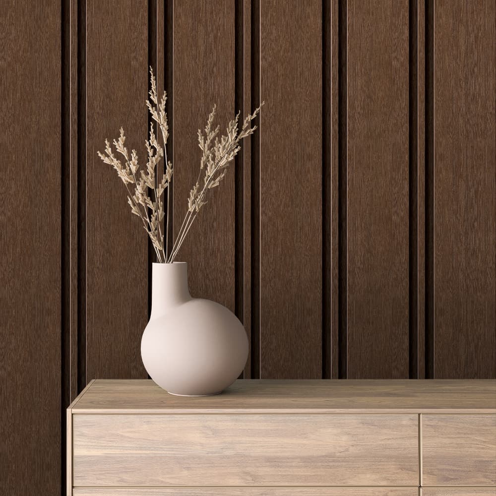 WOOD 0081 – Rich Walnut Wood Slat Wallpaper
