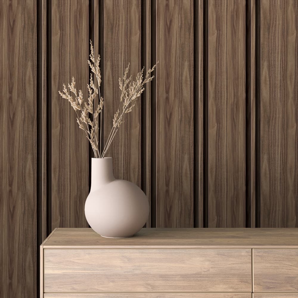 WOOD 0087 – Rustic Walnut Wood Slat Wallpaper