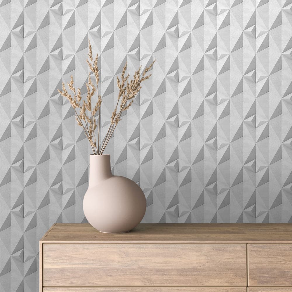 White and Grey Vertical Triangle 3D Wallpaper - 3D 0055