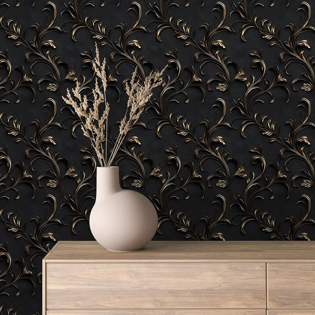 Royal Purple Embossed Damask Wallpaper - ARABESQUE 0035