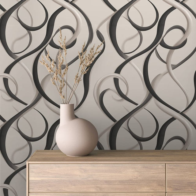 Chocolate Brown and Emerald Botanical Wallpaper - ARABESQUE 0038