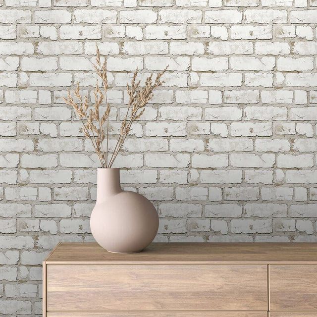 Distressed Whitewashed Brick Wallpaper – BRICK 0119