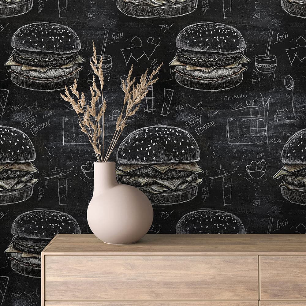 COMMERCIAL 0005 - Chalkboard Burger and Fries Wallpaper