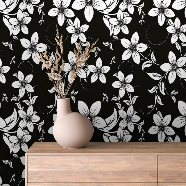 Midnight Jasmine Bloom Floral Wallpaper – FLORAL 0003