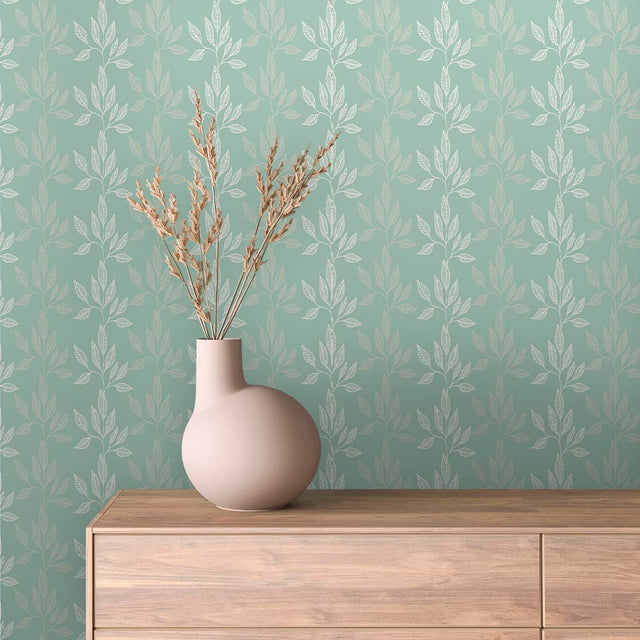 Sage Leaf Vine Floral Wallpaper – FLORAL 0007
