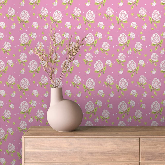 Bubblegum Peony Floral Wallpaper – FLORAL 0016