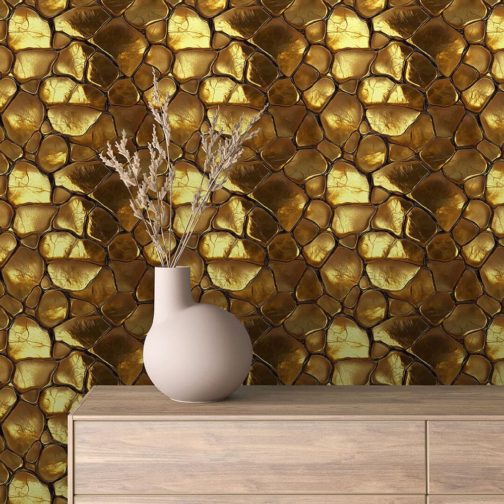 Molten Gold Cobble wallpaper GOLDEN 0005 – room view