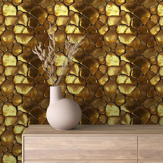 Molten Gold Cobble wallpaper GOLDEN 0005 – room view