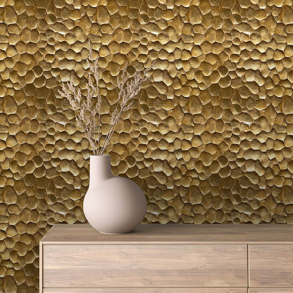 Hammered Gold Pebble wallpaper GOLDEN 0006 – room view