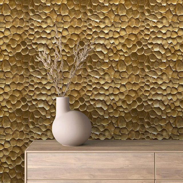 Hammered Gold Pebble wallpaper GOLDEN 0006 – room view