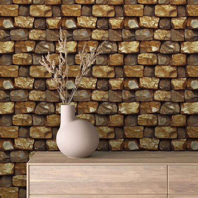 Gilded Rock Stone wallpaper GOLDEN 0008 – room view