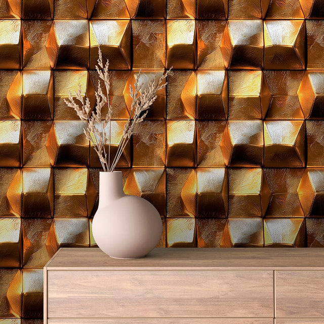 Copper Gold Pyramid wallpaper GOLDEN 0011 – room view