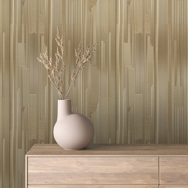 Champagne Deco Stripe wallpaper GOLDEN 0013 – room view