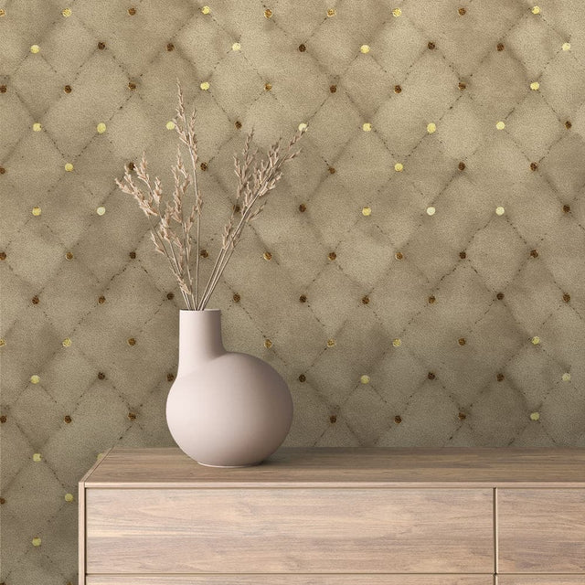 Champagne Tufted Diamond wallpaper GOLDEN 0017 – room view
