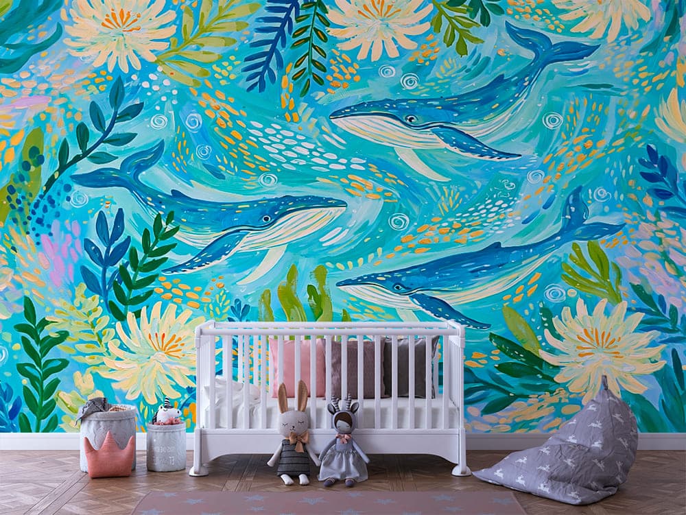Whales and Underwater Garden Kids Wallpaper - INFANTILE 1383