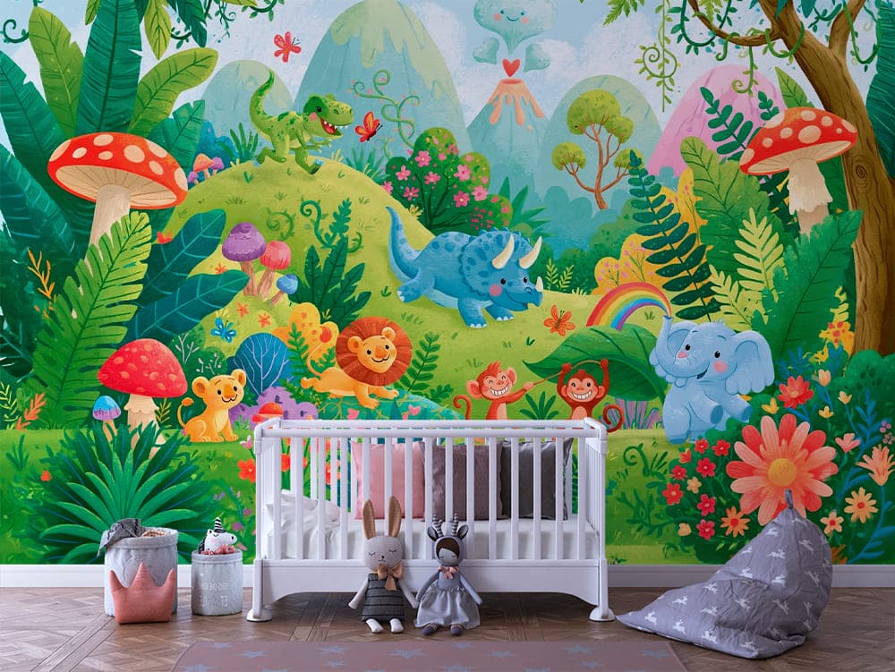 Fantasy Jungle Animals Kids Wallpaper Mural - INFANTILE 1397