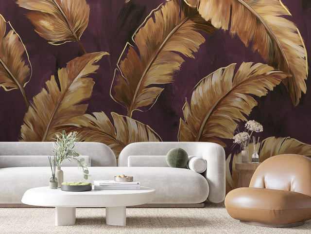 Amber Plume Plum Botanical wallpaper LEAVES 0156 – room view