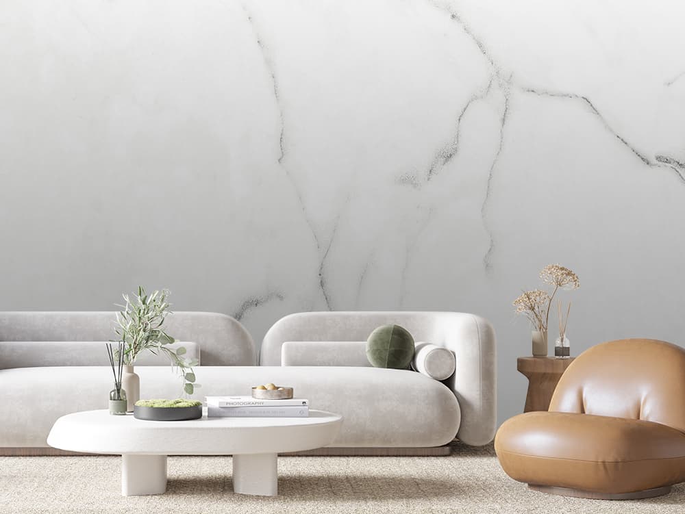 Carrara White Whisper Marble wallpaper MARBLE 0001 – room view