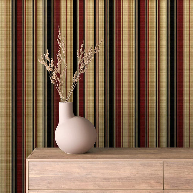 Gilded Burgundy Regency Stripe wallpaper STRIPED 0010 – room view