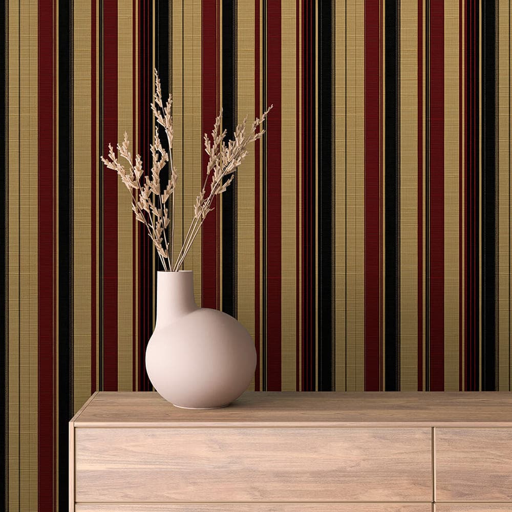 Antique Gold Burgundy Stripe wallpaper STRIPED 0011 – room view