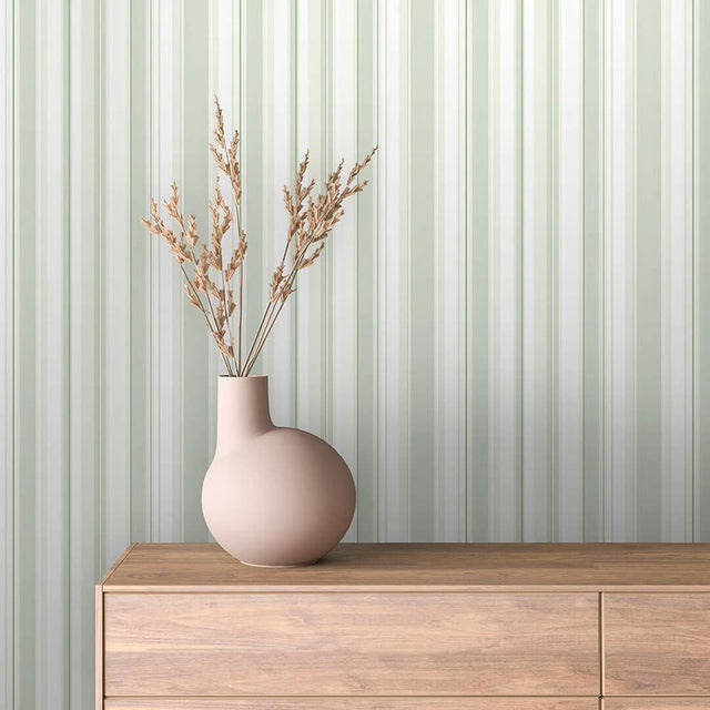 Sage Ticking Stripe wallpaper STRIPED 0016 – room view