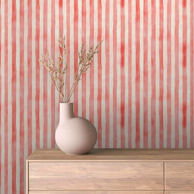Coral Watercolour Stripe wallpaper STRIPED 0017 – room view