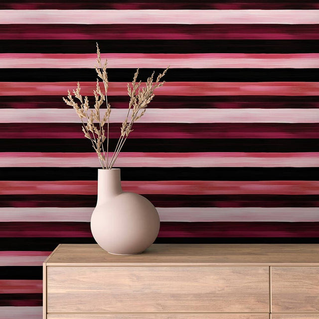 Magenta Midnight Horizontal Stripe wallpaper STRIPED 0021 – room view