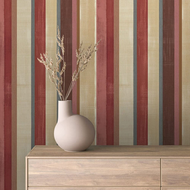 Vintage Rouge Linen Stripe wallpaper STRIPED 0023 – room view
