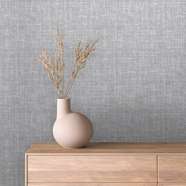 Slate Grey Slub Linen texture wallpaper TEXTURE 0001 – room view