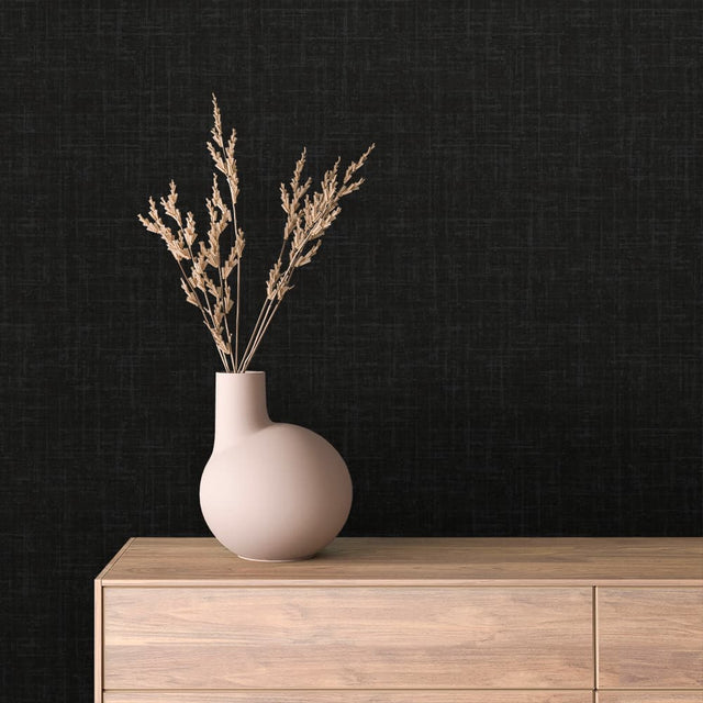 Onyx Black Linen texture wallpaper TEXTURE 0006 – room view
