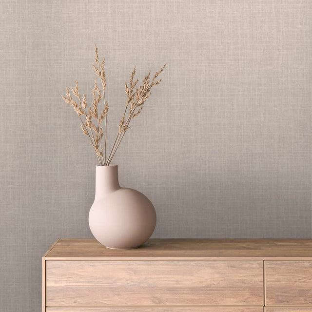 Mushroom Taupe Linen texture wallpaper TEXTURE 0009 – room view