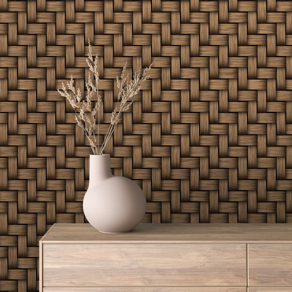 Walnut Basket Weave texture wallpaper TEXTURE 0013 – room view