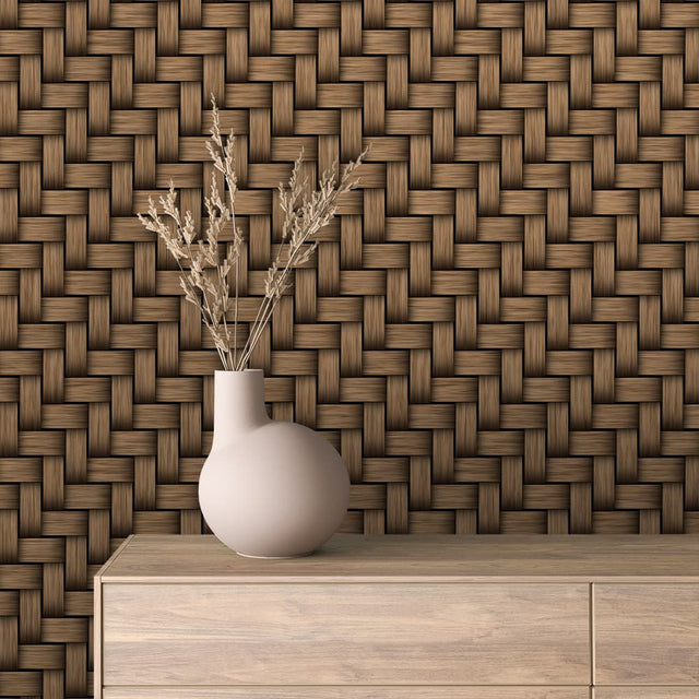 Walnut Basket Weave texture wallpaper TEXTURE 0013 – room view