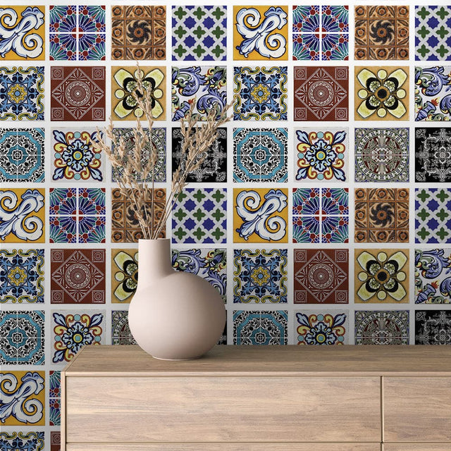 Mediterranean Majolica Mix Tile wallpaper TILE 0004 – room view
