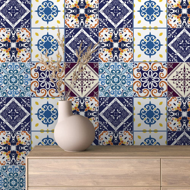 Marrakech Bold Patchwork Tile wallpaper TILE 0007 – room view