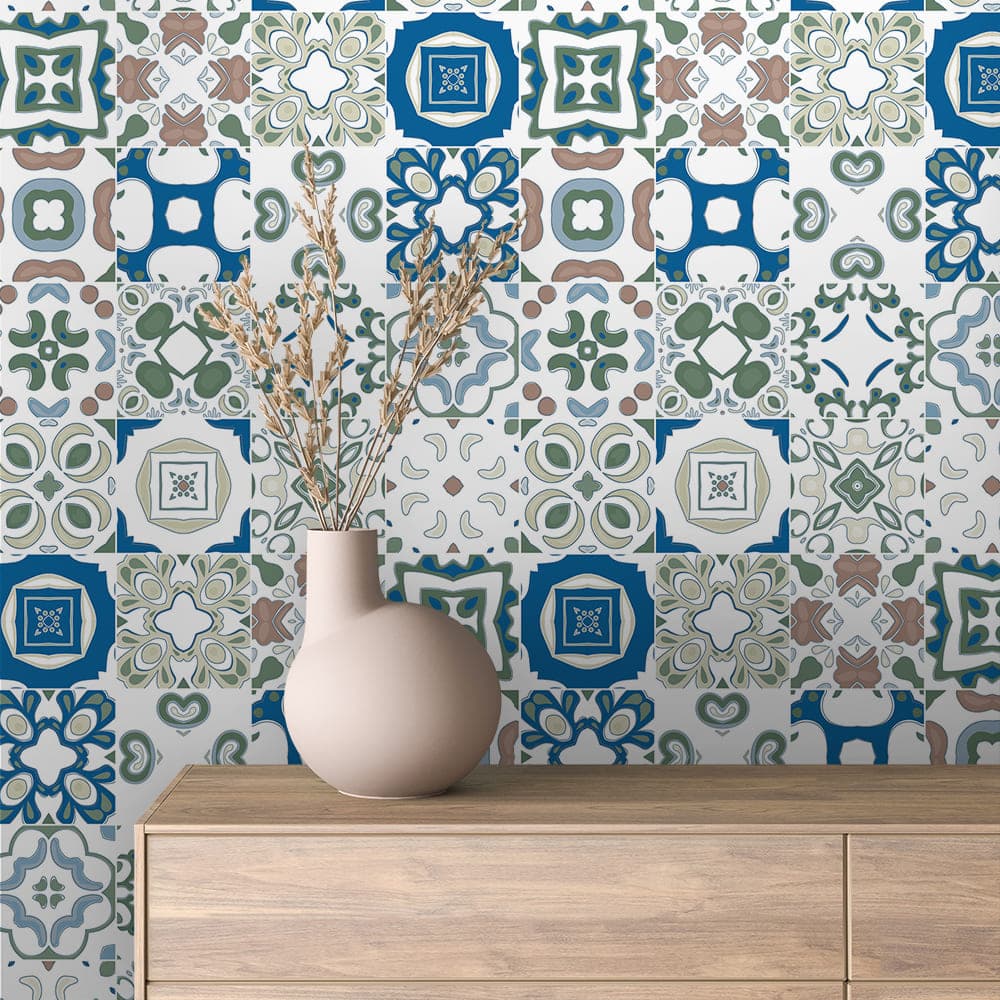 Sage Terracotta Organic Tile wallpaper TILE 0014 – room view