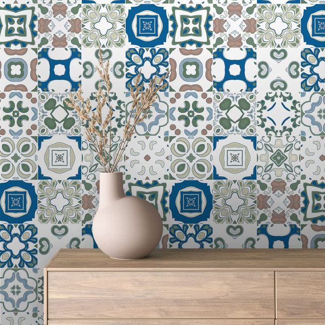 Sage Terracotta Organic Tile wallpaper TILE 0014 – room view